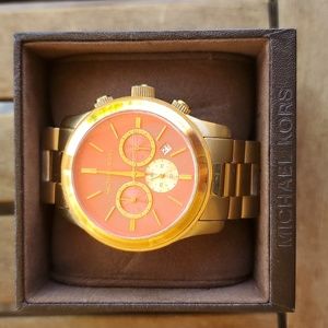 Michael Kors Gold Watch Pink Orange Peach Face Adjustable